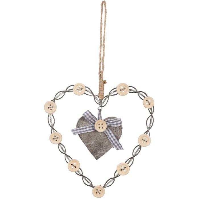 Hanger Hart met Knopen 13x13 cm