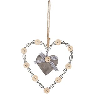 Hanger Hart met Knopen 13x13 cm