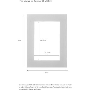 Kant-en-klaar passepartout 30x40 cm voor 20x30 cm was grijs