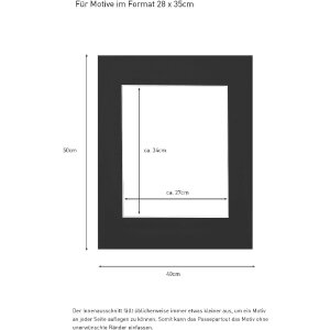 Kant-en-klaar passepartout 40x50 cm voor 28x35 cm zwart