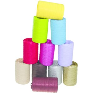 Raphia cadeaulint 13mmx100m rol synthetisch ivoor