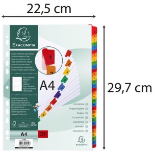 Index 31-delig a4+ karton 20-delig 160g Wit