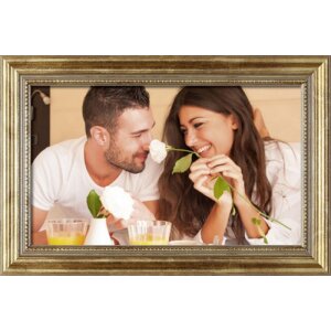 Houten lijst antiek 15 x 21 cm goud spiegelglas