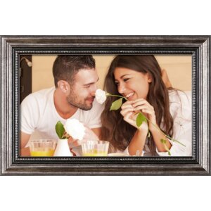 Antieke houten lijst 29,7 x 42 (a3) cm metalen spiegel glas