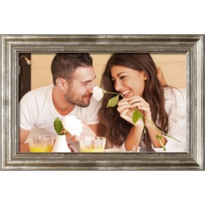 Houten lijst antiek 30 x 45 cm zilver spiegelglas