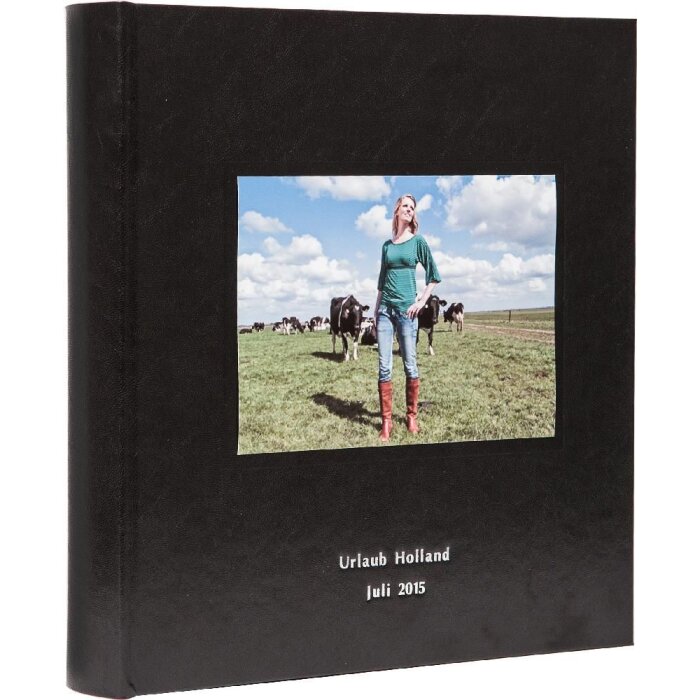 Fotoalbum kolara zwart met uw foto + tekst 30x30 cm 100 zwarte paginas