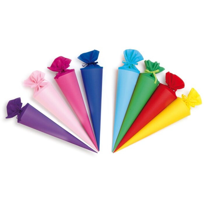 Schoolkegel gekleurd karton 70 cm assorti