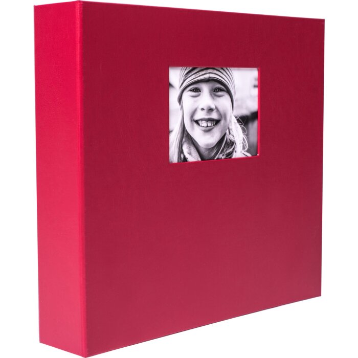HNFD Maxi Fotoalbum Lona rood 34,5x33 cm 100 zwarte paginas