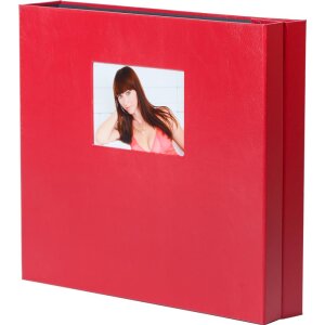 HNFD Maxi Fotoalbum Lona rood 34,5x33 cm 100 zwarte paginas