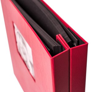 HNFD Maxi Fotoalbum Lona rood 34,5x33 cm 100 zwarte paginas