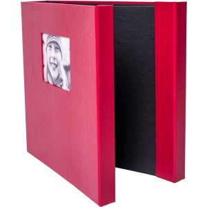 HNFD Maxi Fotoalbum Lona rood 34,5x33 cm 100 zwarte paginas