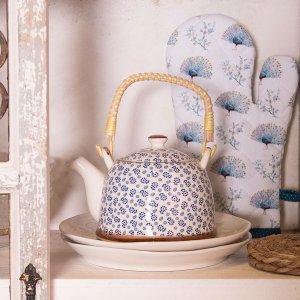 6cete0022 Theepot wit-blauw van Clayre Eef