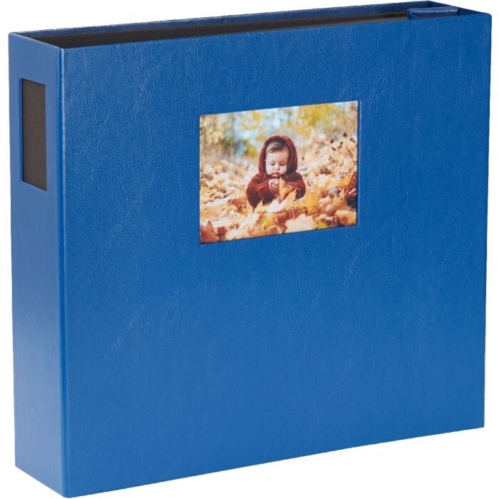 HNFD xl fotoalbum Lona 1000 fotos blauw 34,5x33 cm 168 zwarte paginas