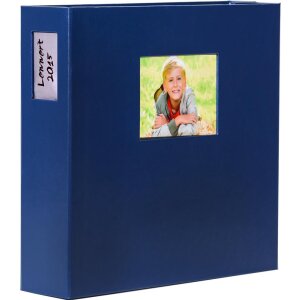 HNFD xl fotoalbum Lona 1000 fotos blauw 34,5x33 cm 168 zwarte paginas