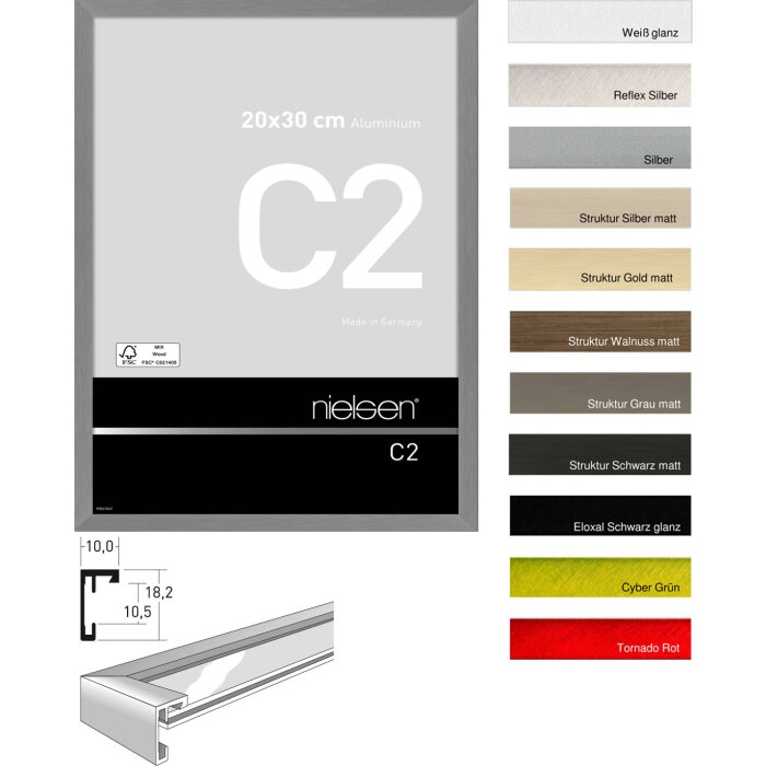 Nielsen C2 Aluminium fotolijst 10x15 cm tot 70x100 cm