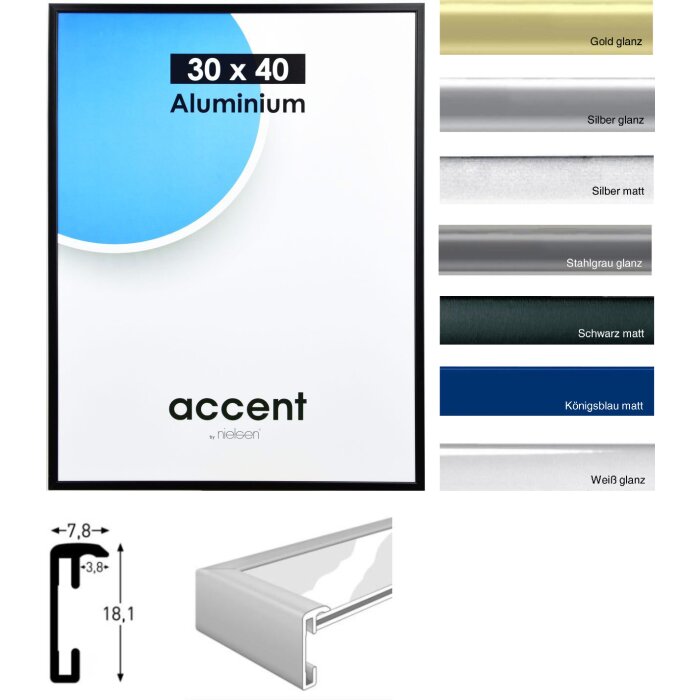 Nielsen Accent Aluminium Lijst Fotolijst 10x15 cm tot 70x100 cm