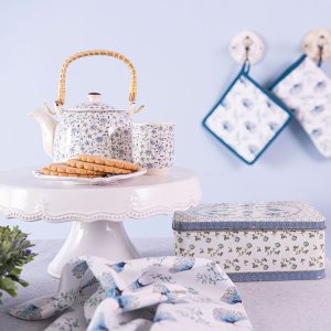 6cemu0012 Clayre Eef Mok Blauwe Bloesems - blauw