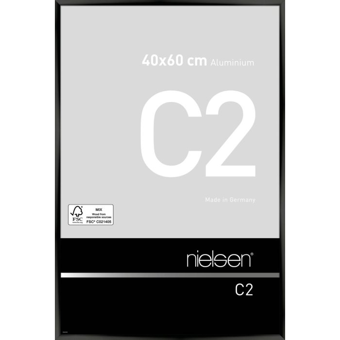 Nielsen Aluminium lijst c2 40x60 cm geanodiseerd zwart glanzend