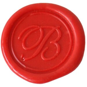 Zegel rond met houten handvat letters a tot z cursief