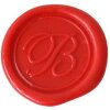 Zegel rond met houten handvat letters a tot z cursief