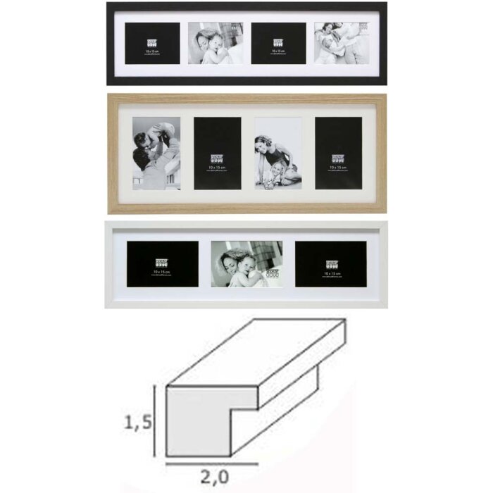 Houten fotolijst s66k 10x15 cm, 13x18 cm en 15x20 cm - 2 tot 4 fotos