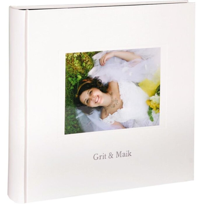 HNFD Fotoalbum kolara wit met uw foto + tekst zwarte paginas 30x30 cm
