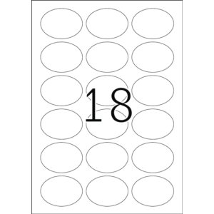 Etiketten a4 zilver 58,4x42,3 mm ovaal folie glanzend 450...