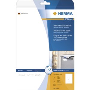 Inkjet etiketten a4 wit 210x297 mm weerbestendige folie...