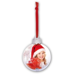 Kerstbal met foto 10x10 cm