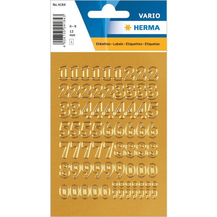 herma folie sticker goud cijfers 0-9