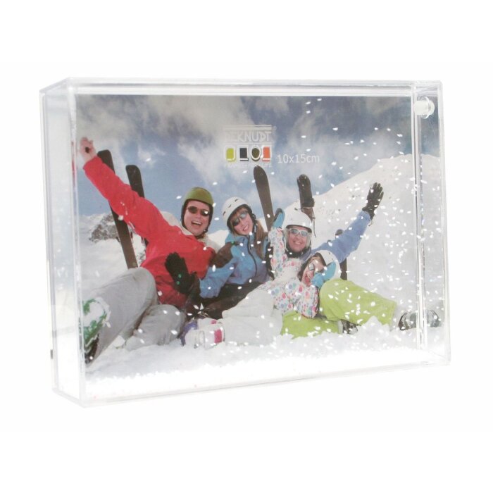 Plastic fotolijst met sneeuw en klatergoud