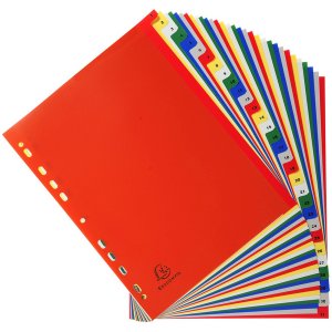 Registers van pp gekleurd met gedrukte nummers 31-delig
