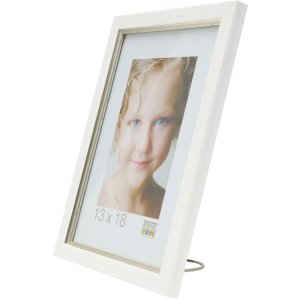 Kunststof lijst s46a wit met zilver 10x15 cm