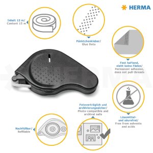 HERMA lijmdispenser transfer, stevig klevend blauw, 15m