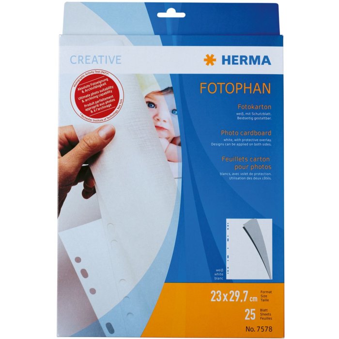 herma fotokarton a4 wit 230x297 met beschermfolie 25 vellen