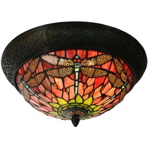 Tiffany plafondlamp Ø 38x19 cm geel