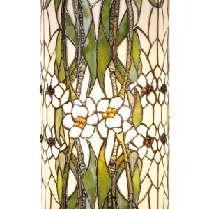 LumiLamp 5LL-5539 Tiffany Zuil Ø 31x78 cm Groen Wit Glas Bloemen Rond