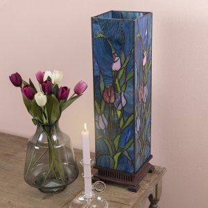 Tiffany tafellamp 24x58,5 cm blauw gekleurd