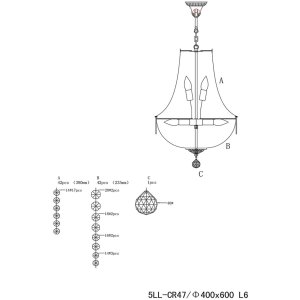 Glas-ijzer kroonluchter Ø 40 cm - 5LL-CR47 Clayre Eef