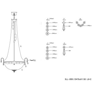 Glas-ijzer kroonluchter Ø 50 cm - 5LL-CR91 Clayre Eef