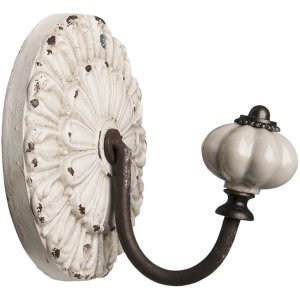 Haak bloem - 10x8x10 cm shabby wit