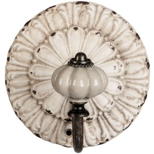Haak bloem - 10x8x10 cm shabby wit