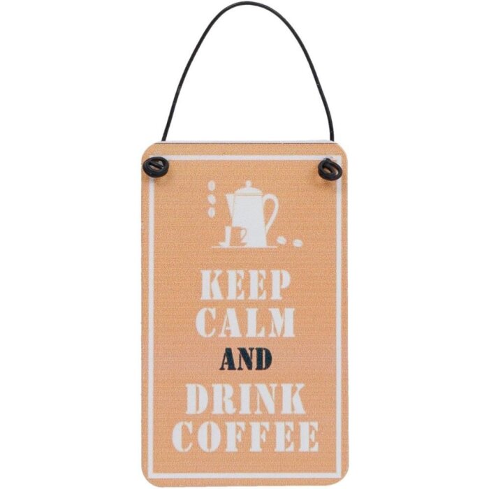 Tinnen bord koffie 5x8 cm - bruin