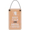 Tinnen bord koffie 5x8 cm - bruin