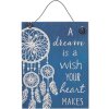 Decoratieve hanger DREAM blauw-wit in het formaat 8x10 cm
