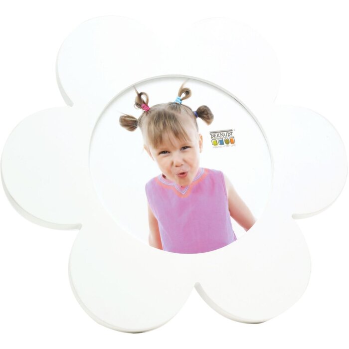 Kinderlijstje bloem wit hout 12 cm