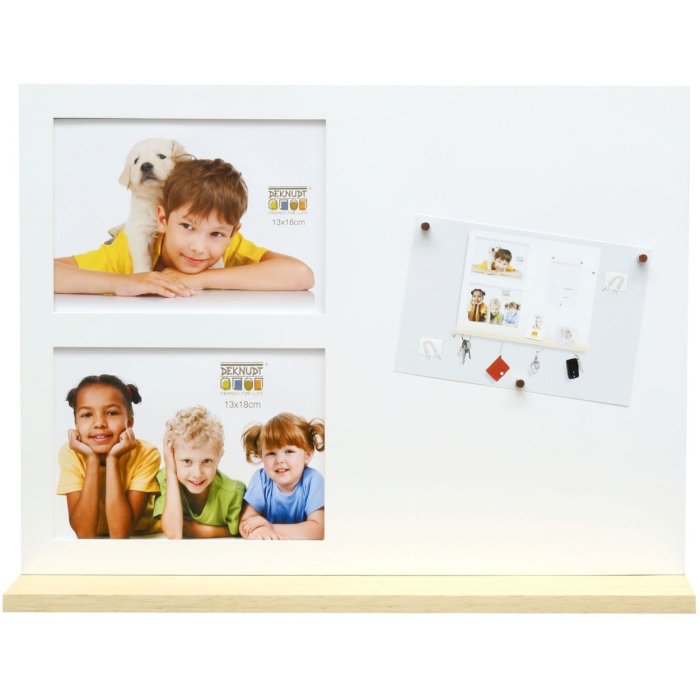Foto Magneetbord wit s68el hout 2 fotos 13x18 cm
