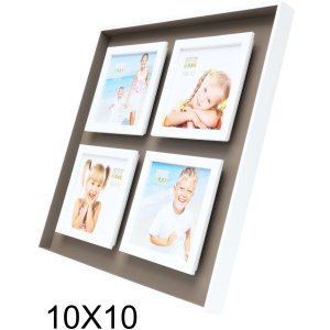 Fotolijst taupe-wit hout 4 fotos 10x15 cm