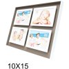 Fotolijst taupe-wit hout 4 fotos 10x15 cm