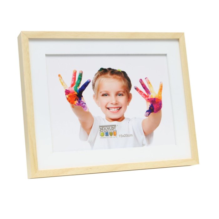 Fotolijst met passepartout naturelkleurig hout 13,0 x18,0 cm s67wh